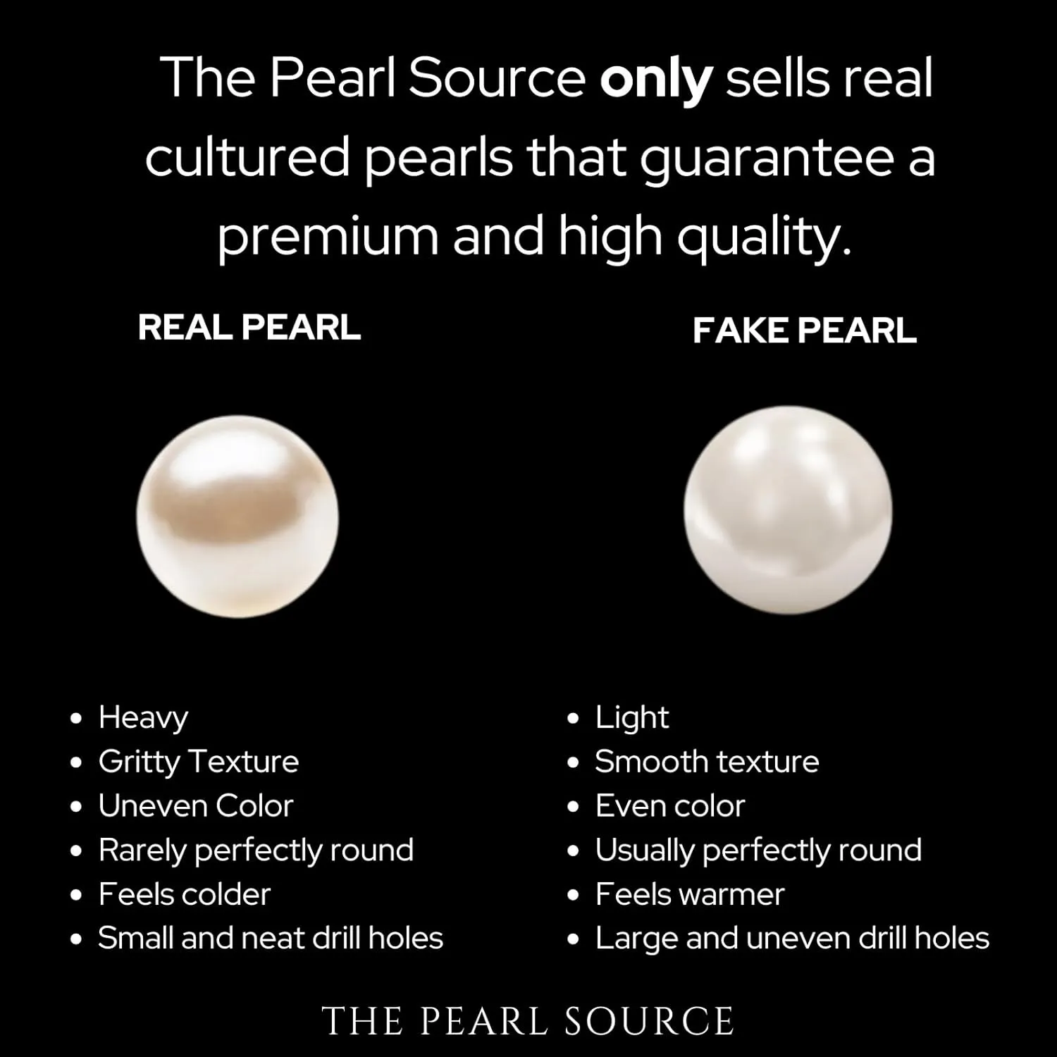 The Pearl Source Real Pearl Necklace for Women with AAA  Quality Round White Freshwater Genuine Cultured Pearls | 14K Gold Clasp White Gold Pearl Gifts for Anniversary