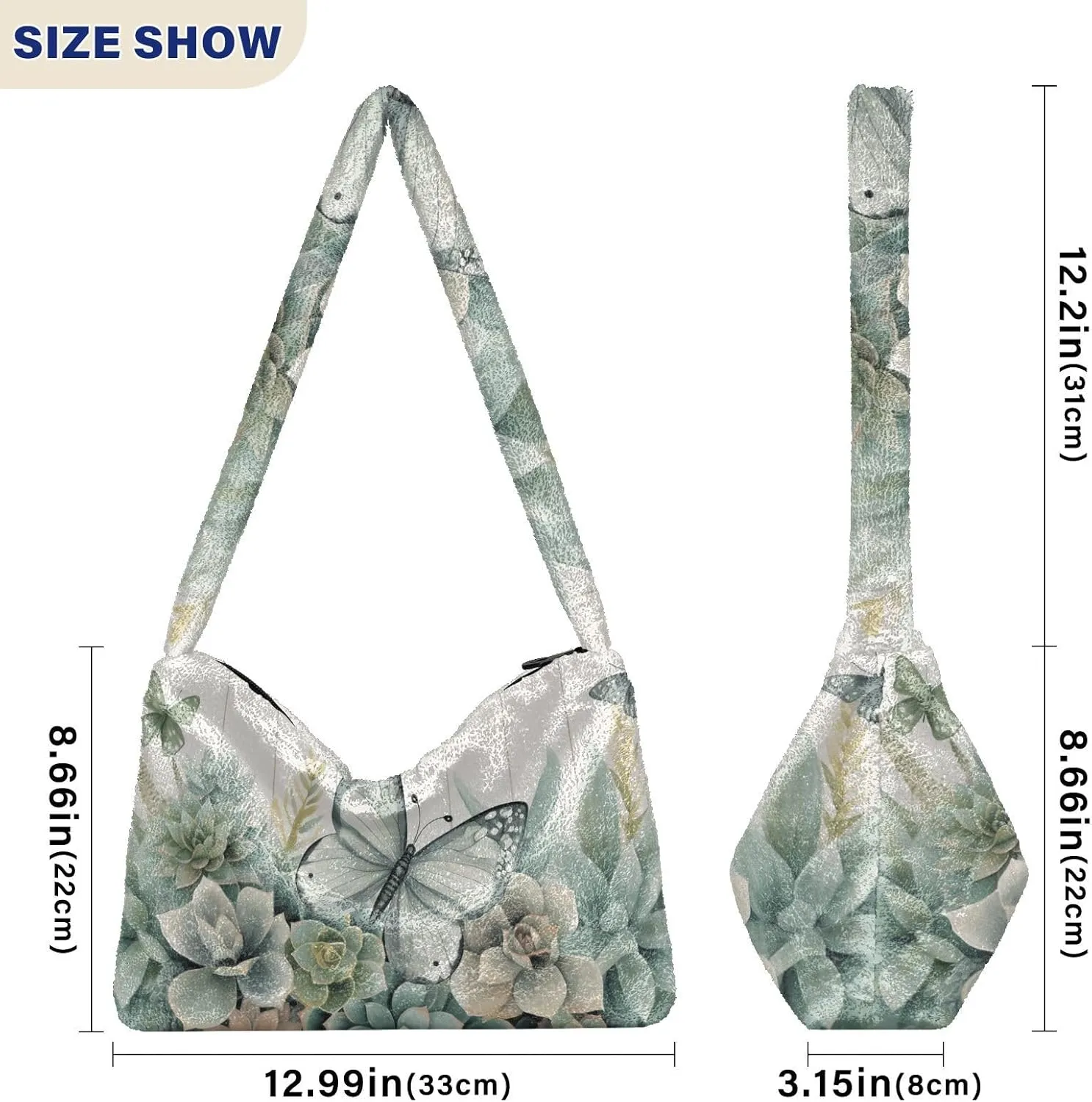 Three Tulips Plush Bag, Crossbody Bookbag for Women, Autumn Handbags
