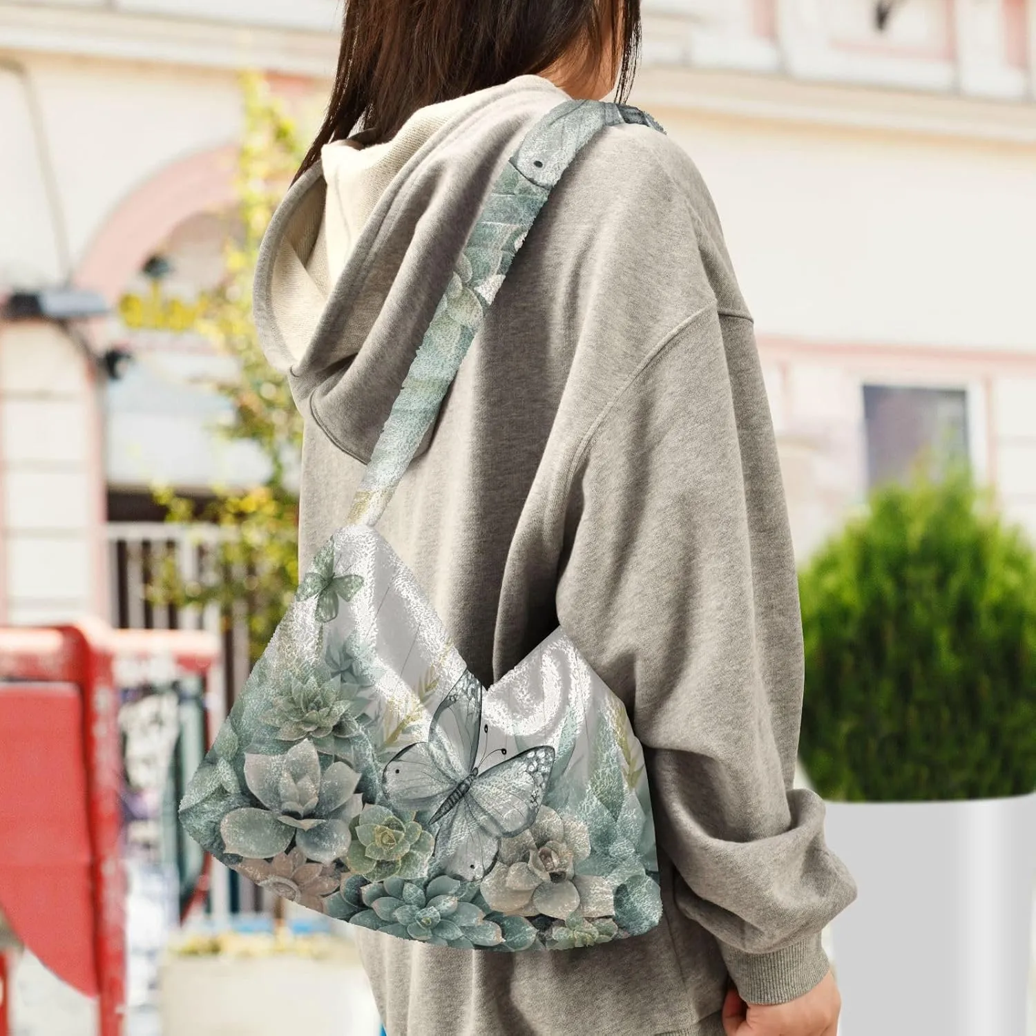 Three Tulips Plush Bag, Crossbody Bookbag for Women, Autumn Handbags