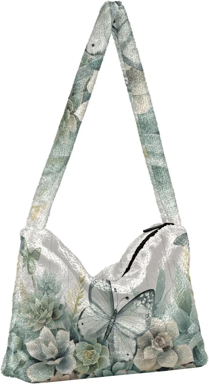 Three Tulips Plush Bag, Crossbody Bookbag for Women, Autumn Handbags