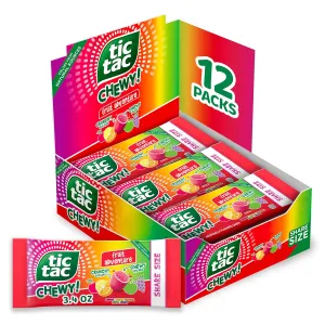 TIC TAC CHEWY! Fruit Adventure Candy, Bulk 12 Pack, Fruit Candy, Share Size, 3.04 oz Each (Packaging May Vary)