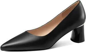 TinaCus Genuine Leather Pointed Toe Handmade Cone Heels Women's Pumps Shoes