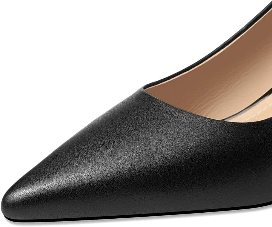 TinaCus Genuine Leather Pointed Toe Handmade Cone Heels Women's Pumps Shoes