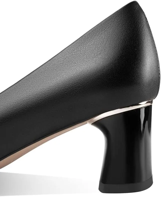 TinaCus Genuine Leather Pointed Toe Handmade Cone Heels Women's Pumps Shoes