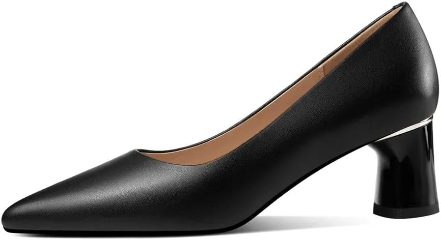 TinaCus Genuine Leather Pointed Toe Handmade Cone Heels Women's Pumps Shoes