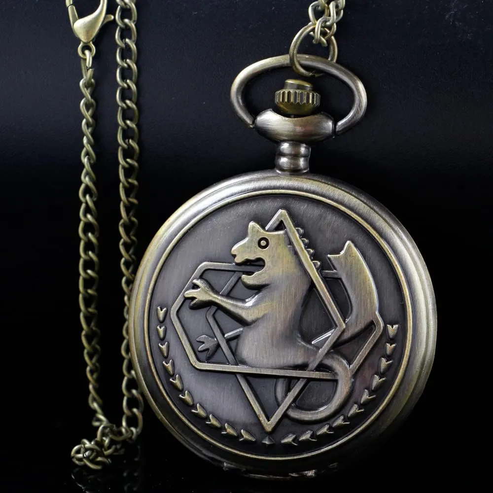 Tiong Fullmetal Alchemist Pocket Watch Dr.Who Quartz Pocketes Watch with Chain for Cosplay Christmas Valentine's Day Birthday Gifts Fathers Day