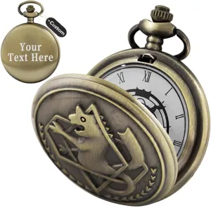Tiong Fullmetal Alchemist Pocket Watch Dr.Who Quartz Pocketes Watch with Chain for Cosplay Christmas Valentine's Day Birthday Gifts Fathers Day