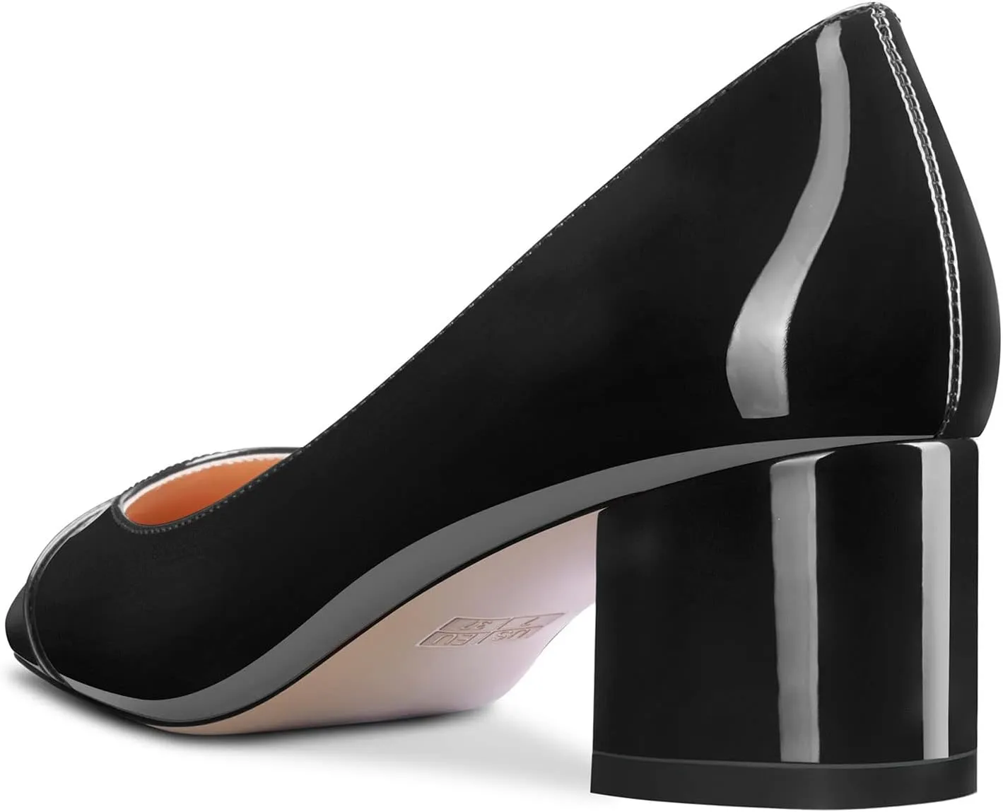 TNYNFBEB Women Chunky Block Mid Heel Close Square Toe Pumps Slip-on Patchwork Wedding Party Basic Classic 2.0 Inches Heels
