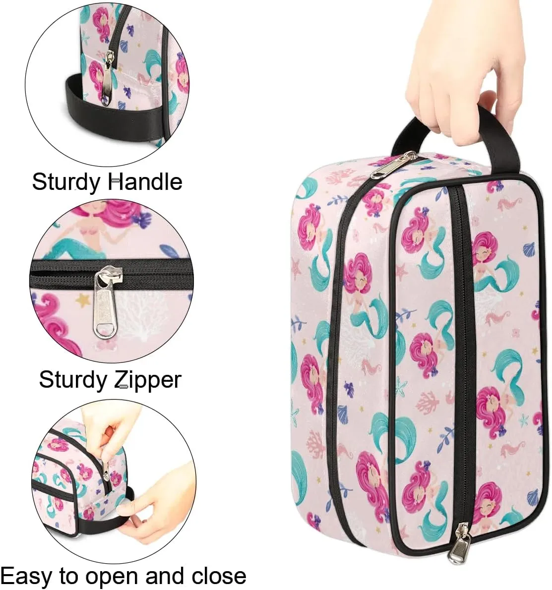 Toiletry Bag for Girl Woman,Mermaid Travel Toiletry Bag for man Comestic Makeup Bag,Waterproof Shaving Bag for Toiletries Accessories Travel Essentials,Pink