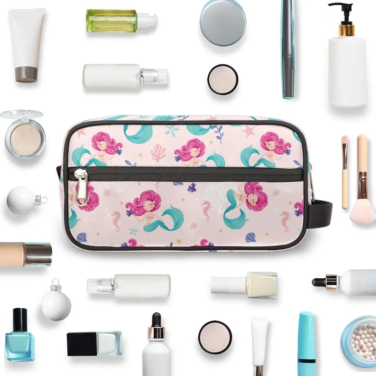 Toiletry Bag for Girl Woman,Mermaid Travel Toiletry Bag for man Comestic Makeup Bag,Waterproof Shaving Bag for Toiletries Accessories Travel Essentials,Pink