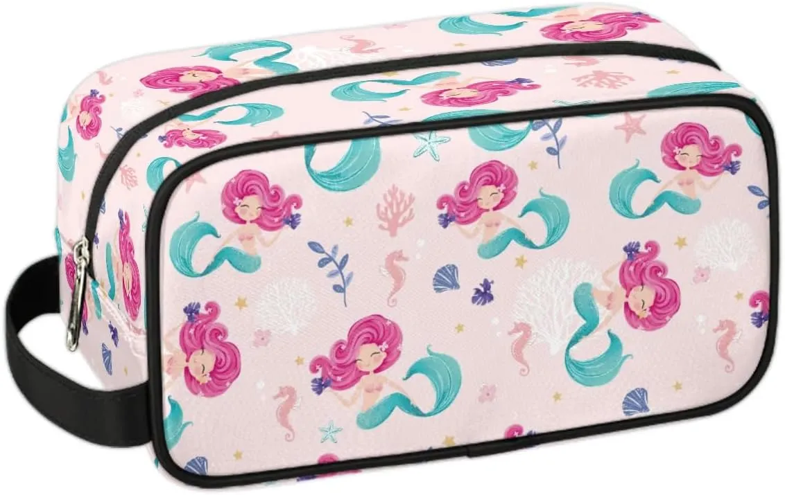 Toiletry Bag for Girl Woman,Mermaid Travel Toiletry Bag for man Comestic Makeup Bag,Waterproof Shaving Bag for Toiletries Accessories Travel Essentials,Pink