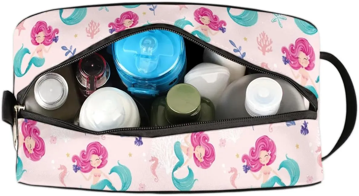 Toiletry Bag for Girl Woman,Mermaid Travel Toiletry Bag for man Comestic Makeup Bag,Waterproof Shaving Bag for Toiletries Accessories Travel Essentials,Pink