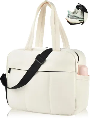 Tote Bag for Women,Puffer Bag with Shoe Compartment,Travel Quilted Nurse/Weekender/Overnight/Gym/Duffel Bags