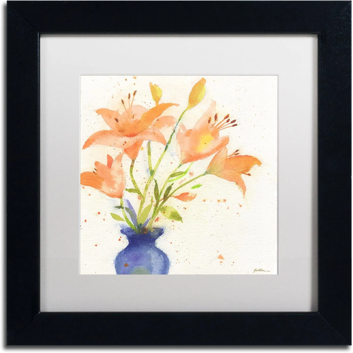 Trademark Fine Art Tiger Lily Bouquet by Sheila Golden, White Matte, Black Frame 11x11-Inch