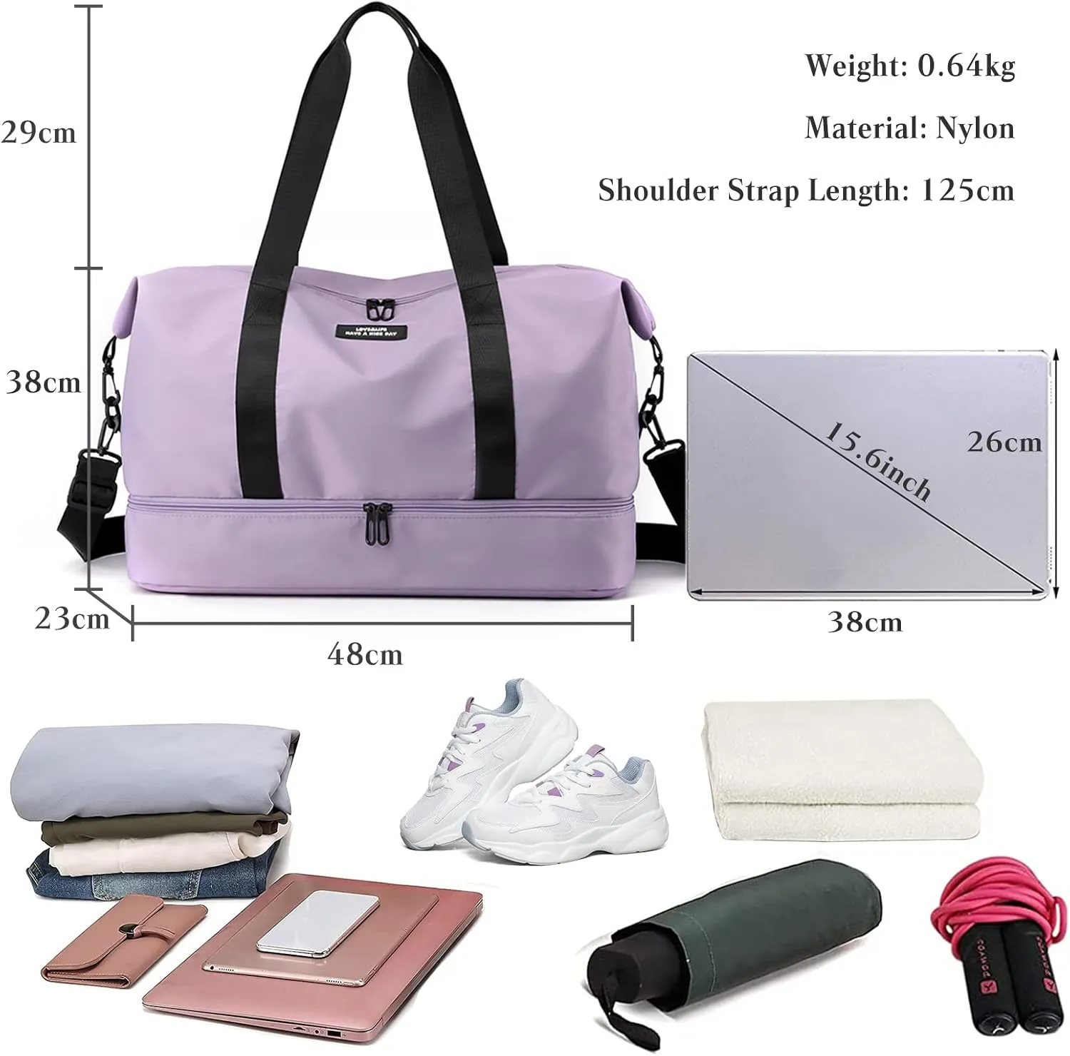 Travel Duffel Bag for Women and Men Foldable Weekender Overnight Bag