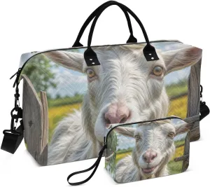 Travel Duffel Bag Village Goat Fence Gym Bag Sports Tote Bag with Multiple Interior Pockets Shoulder Weekender Bag for Women Men with Toiletry Bag 20.5”x 7.9”x 13.8