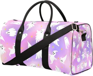 Travel Duffle Bag Abstract Ghost Purple Sports Gym Bag for Women Men Gym Bag Weekender Overnight Bags Waterproof Carry On Tote Bag Workout Bag Dance Swimming Yoga Hospital Maternity Bag