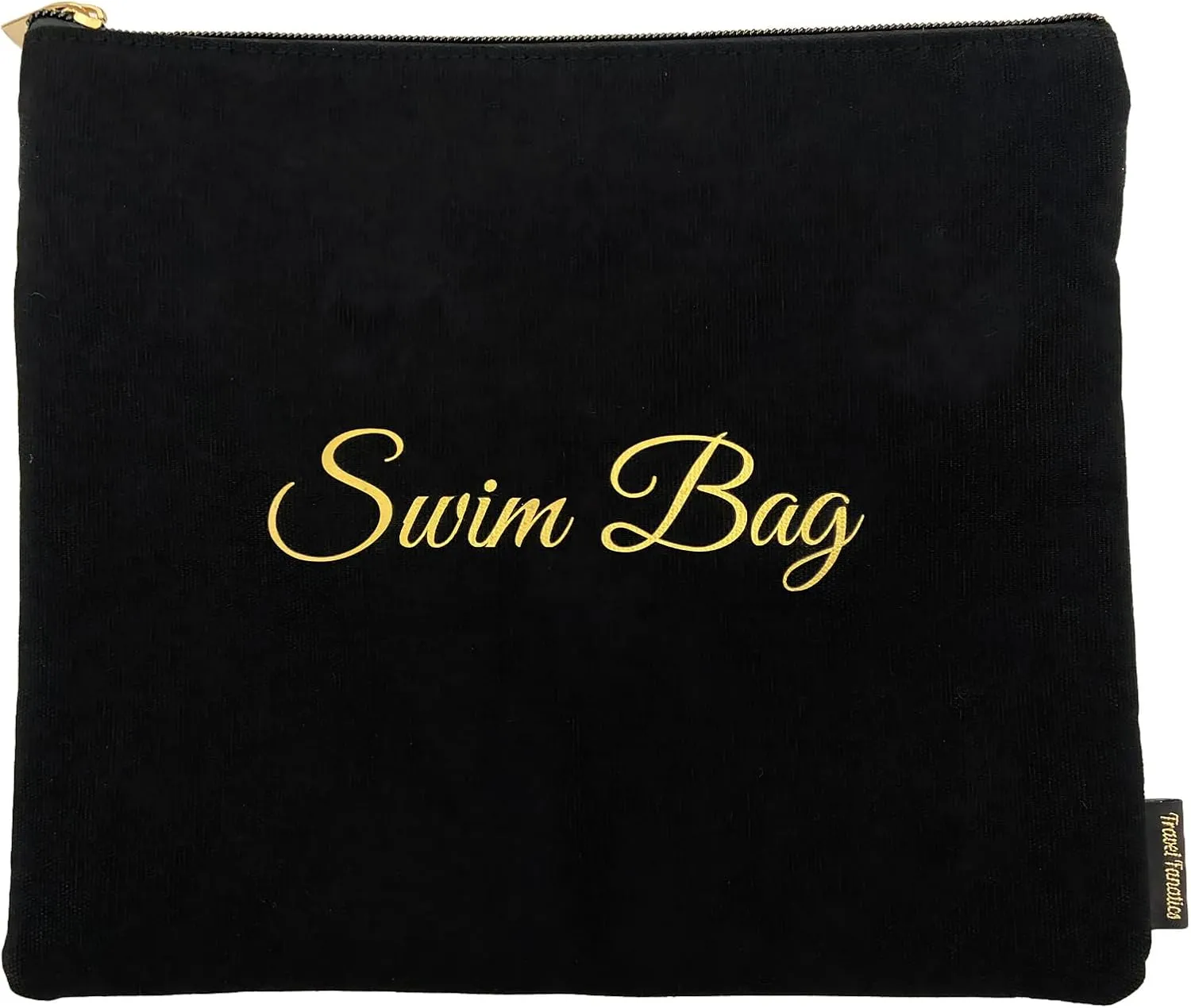 Travel Fanatics Swim Bag - Reusable Dry Wet Bag with Waterproof Lining, 11"x9.25" Beach & Pool Pouch, Wet Dry Bag for Gym, Swimwear, Travel Essentials, Durable Canvas Design - Black
