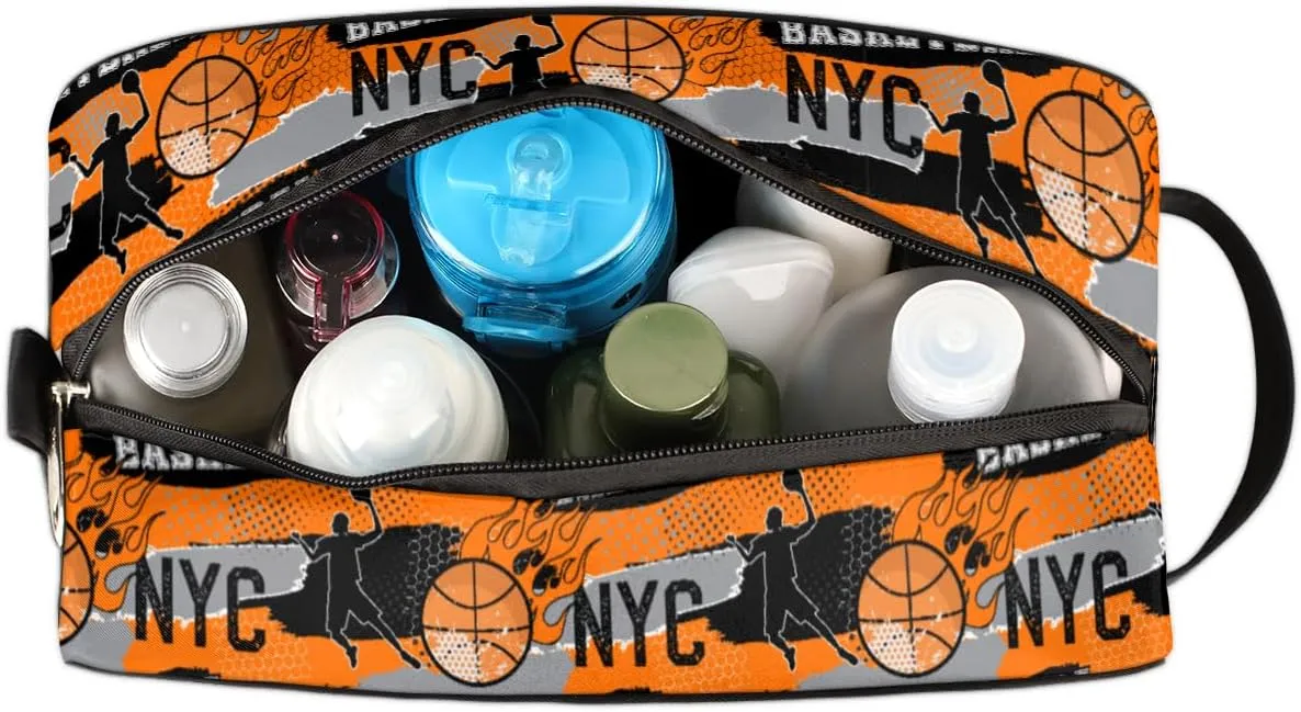 Travel Toiletry Bag for Boys, Basketball Sports Waterproof Shaving Bag for Men, Hanging Dopp Kit with Large Capacity for Travel,Sports Shower