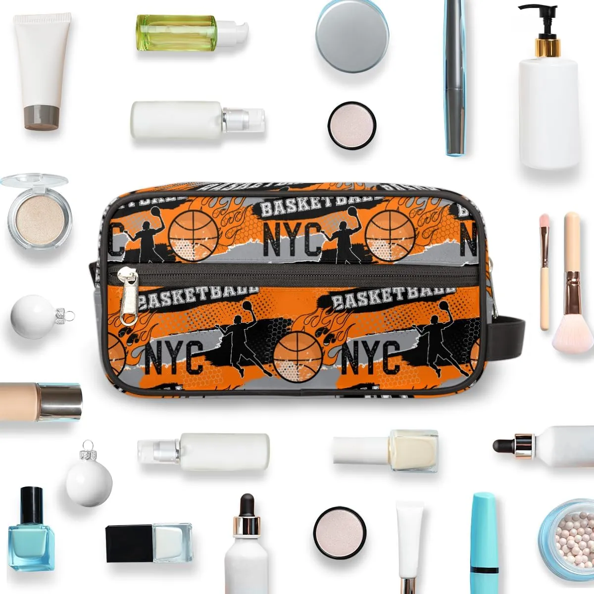 Travel Toiletry Bag for Boys, Basketball Sports Waterproof Shaving Bag for Men, Hanging Dopp Kit with Large Capacity for Travel,Sports Shower