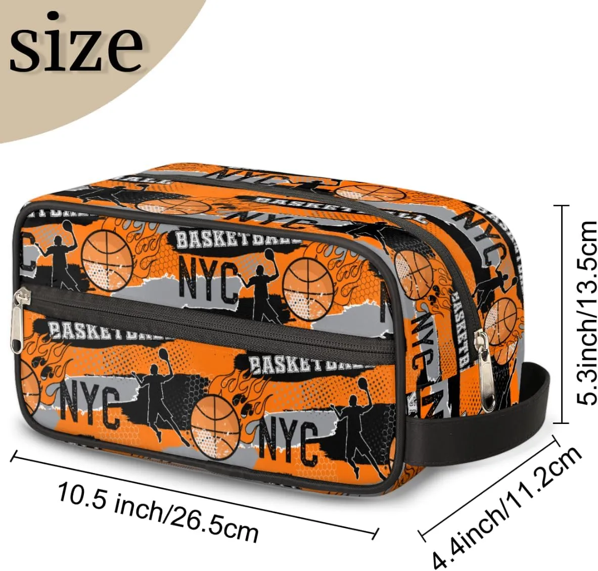 Travel Toiletry Bag for Boys, Basketball Sports Waterproof Shaving Bag for Men, Hanging Dopp Kit with Large Capacity for Travel,Sports Shower