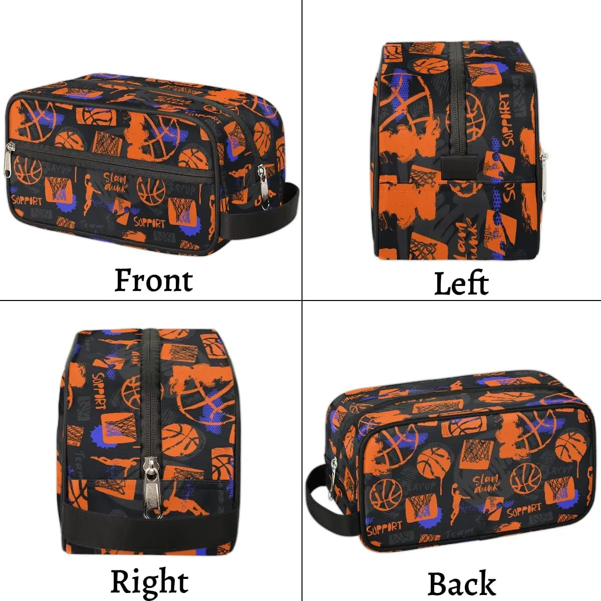 Travel Toiletry Bag for Boys Kids, Basketball Waterproof Hanging Dopp Kit for Men, Shaving Bag with Large Capacity for Travel, Sports, Shower