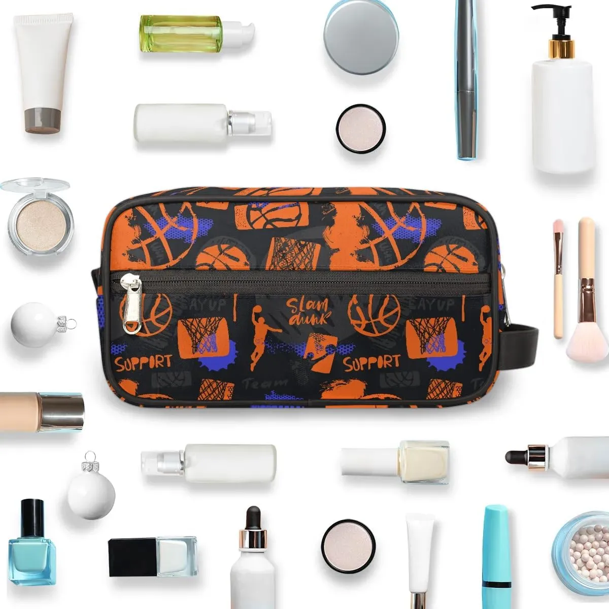 Travel Toiletry Bag for Boys Kids, Basketball Waterproof Hanging Dopp Kit for Men, Shaving Bag with Large Capacity for Travel, Sports, Shower