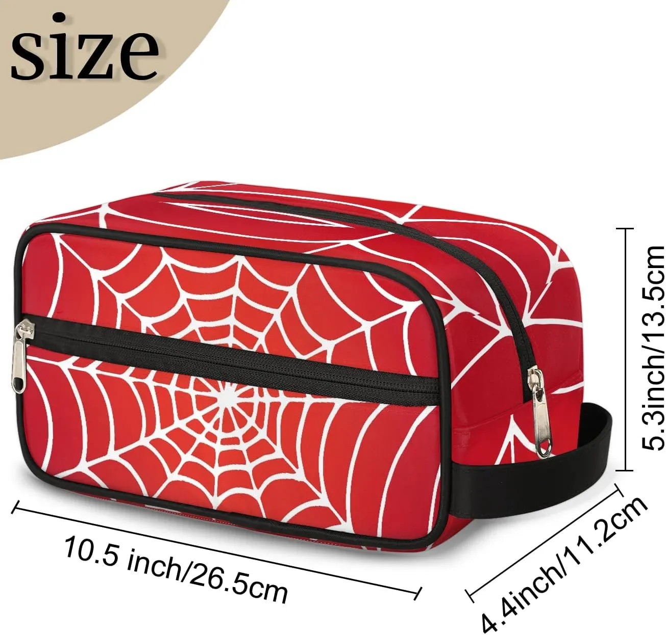 Travel Toiletry Bag for Boys Kids, Red Spider Web Waterproof Hanging Dopp Kit for Men, Shaving Bag with Large Capacity for Travel, Sports, Shower