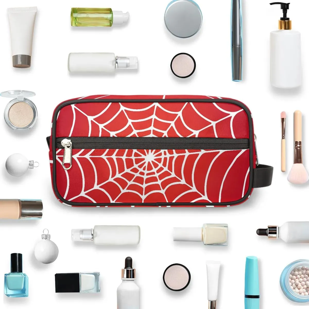 Travel Toiletry Bag for Boys Kids, Red Spider Web Waterproof Hanging Dopp Kit for Men, Shaving Bag with Large Capacity for Travel, Sports, Shower