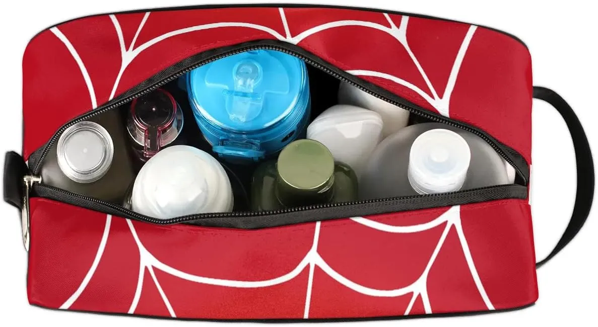 Travel Toiletry Bag for Boys Kids, Red Spider Web Waterproof Hanging Dopp Kit for Men, Shaving Bag with Large Capacity for Travel, Sports, Shower