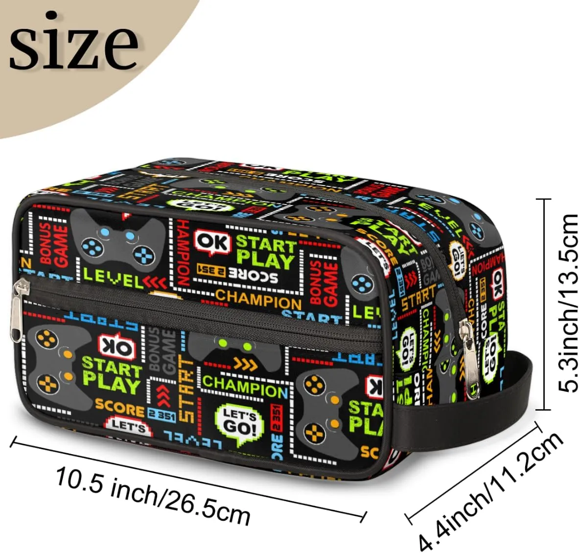 Travel Toiletry Bag for Boys, Waterproof Hanging Dopp Kit for Men, Shaving Bag with Large Capacity for Travel,Sports Shower (Game Controller)