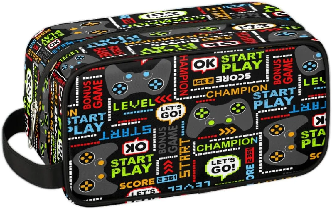 Travel Toiletry Bag for Boys, Waterproof Hanging Dopp Kit for Men, Shaving Bag with Large Capacity for Travel,Sports Shower (Game Controller)