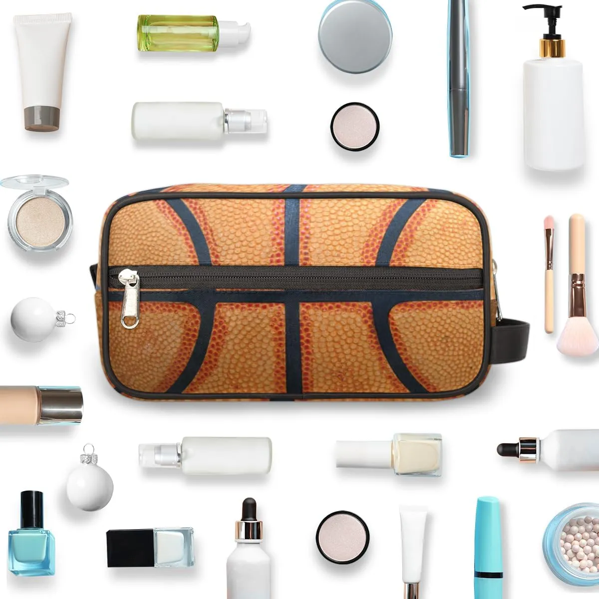 Travel Toiletry Bag for Boys, Waterproof Hanging Dopp Kit for Men, Shaving Bag with Large Capacity for Travel,Sports Shower (Retro Basketball Sport)