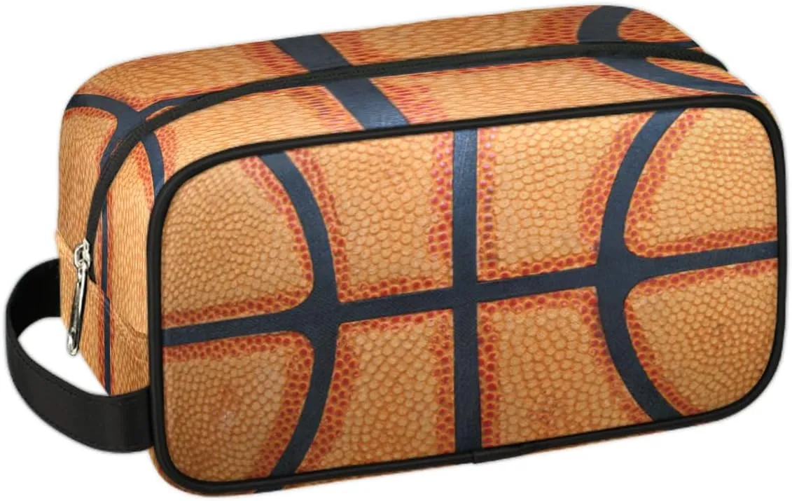 Travel Toiletry Bag for Boys, Waterproof Hanging Dopp Kit for Men, Shaving Bag with Large Capacity for Travel,Sports Shower (Retro Basketball Sport)
