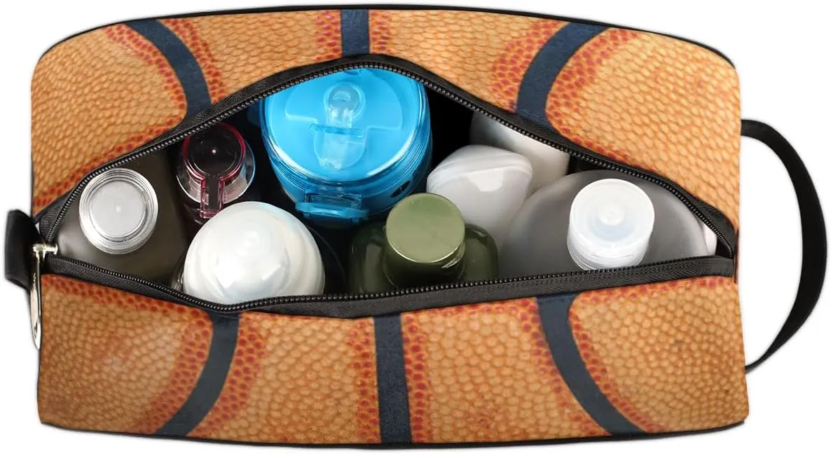 Travel Toiletry Bag for Boys, Waterproof Hanging Dopp Kit for Men, Shaving Bag with Large Capacity for Travel,Sports Shower (Retro Basketball Sport)