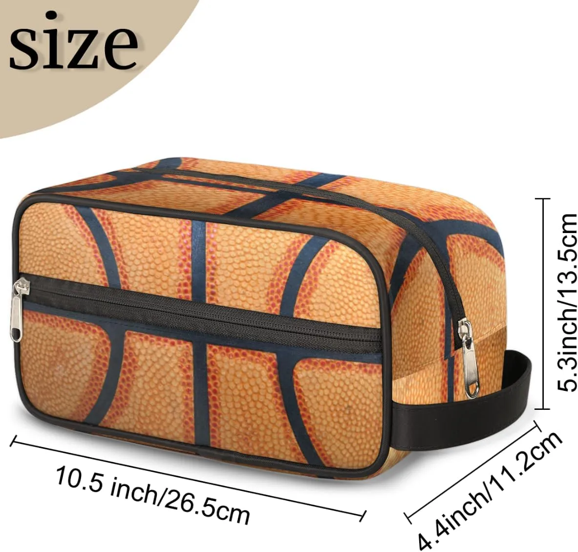 Travel Toiletry Bag for Boys, Waterproof Hanging Dopp Kit for Men, Shaving Bag with Large Capacity for Travel,Sports Shower (Retro Basketball Sport)