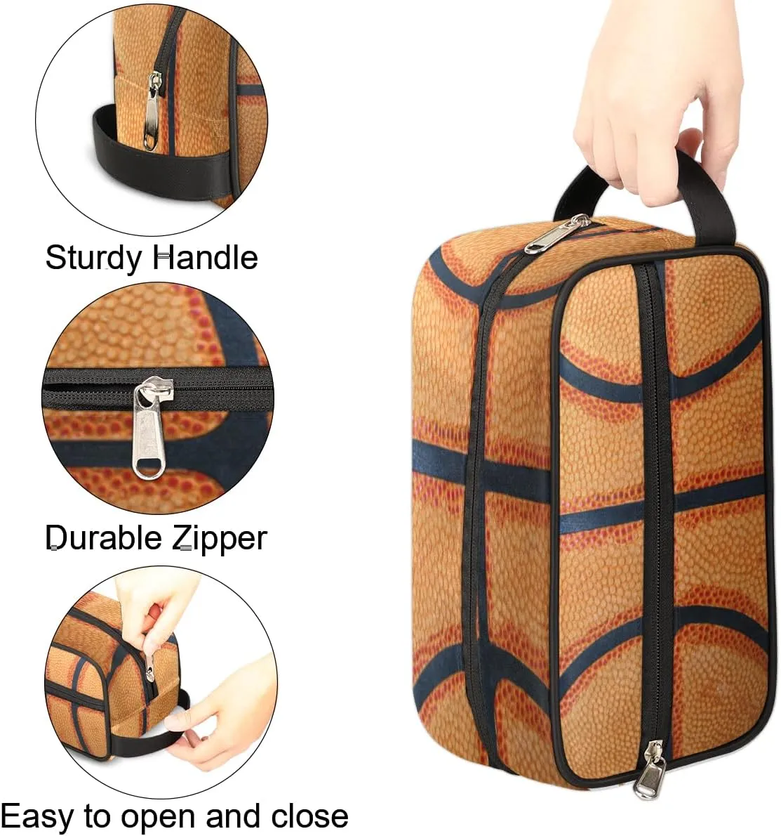 Travel Toiletry Bag for Boys, Waterproof Hanging Dopp Kit for Men, Shaving Bag with Large Capacity for Travel,Sports Shower (Retro Basketball Sport)