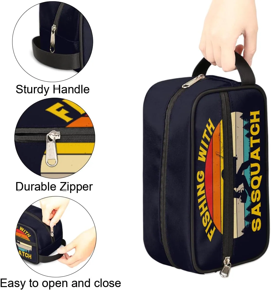 Travel Toiletry Bag for Men Women, Water-resistant Shaving Bag, Foldable Storage Bags with Handle for Toiletries Accessories Cosmetics Brushes Tools (Bigfoot)