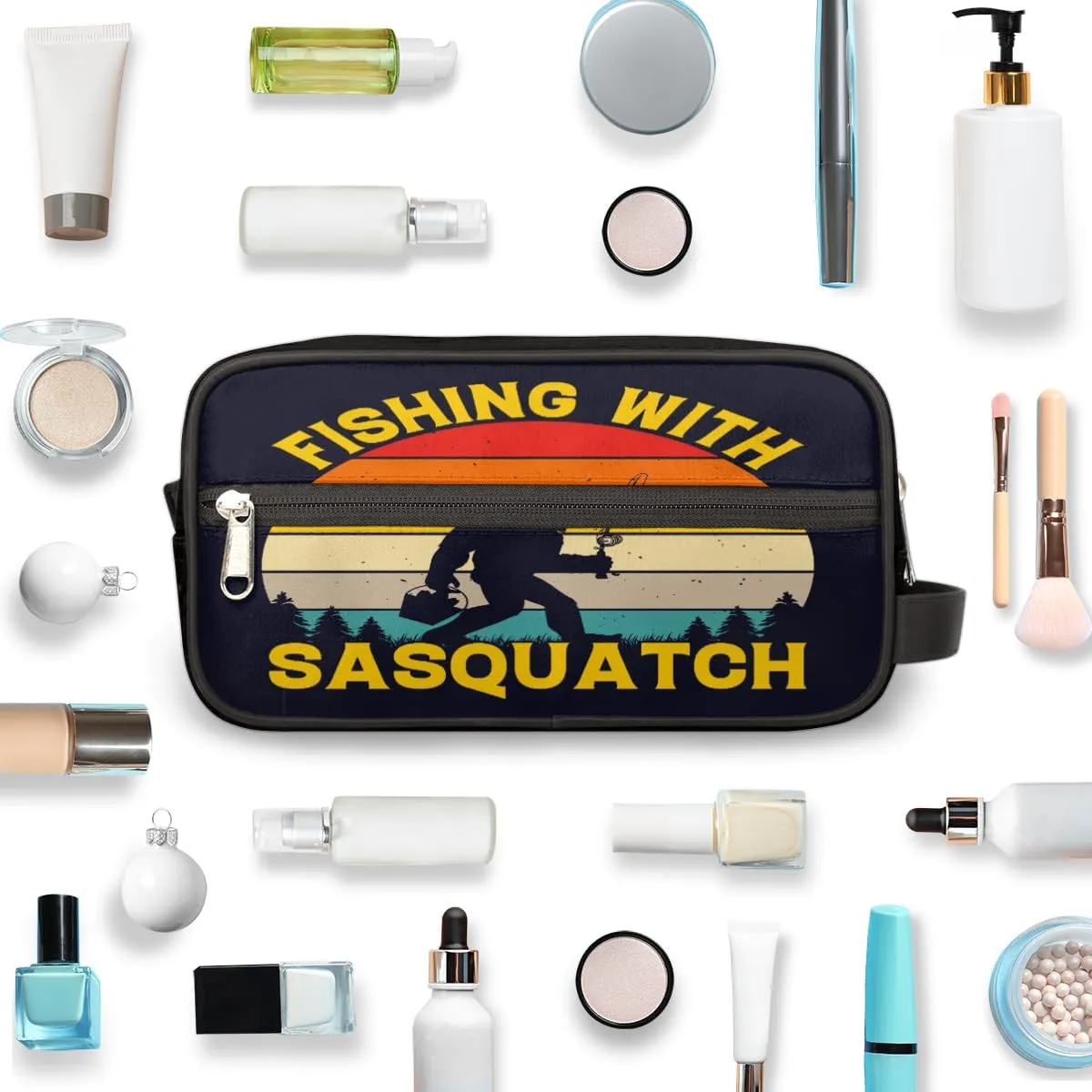Travel Toiletry Bag for Men Women, Water-resistant Shaving Bag, Foldable Storage Bags with Handle for Toiletries Accessories Cosmetics Brushes Tools (Bigfoot)