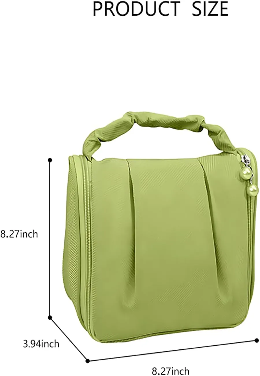Travel Toiletry Bag with Hanging Hook, Lightweight and Portable Cosmetic Bag for Women, Small Makeup Bag for travelling Mint Green