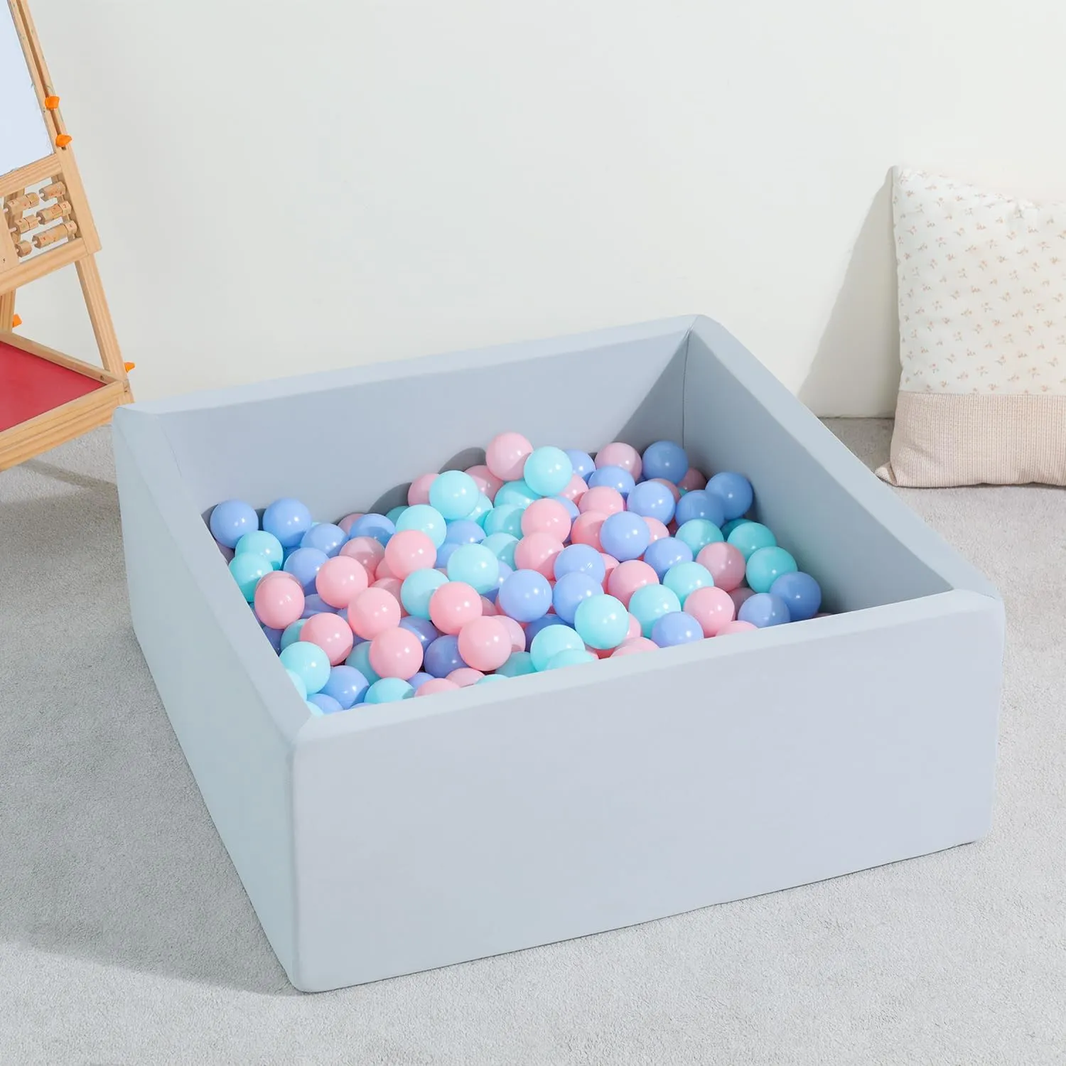 TRENDBOX Ball Pit Kids Ball Pit Memory Foam Ball Pit Square Ball Pits for Toddlers Babies Ball Pit Balls NOT Included - Gray