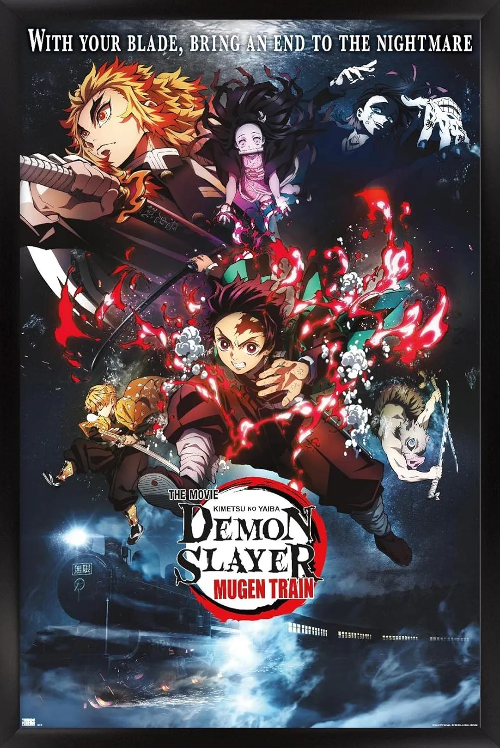 Trends International Demon Slayer: Mugen Train - Collage One Sheet Wall Poster, 14.725" x 22.375", Black Framed Version