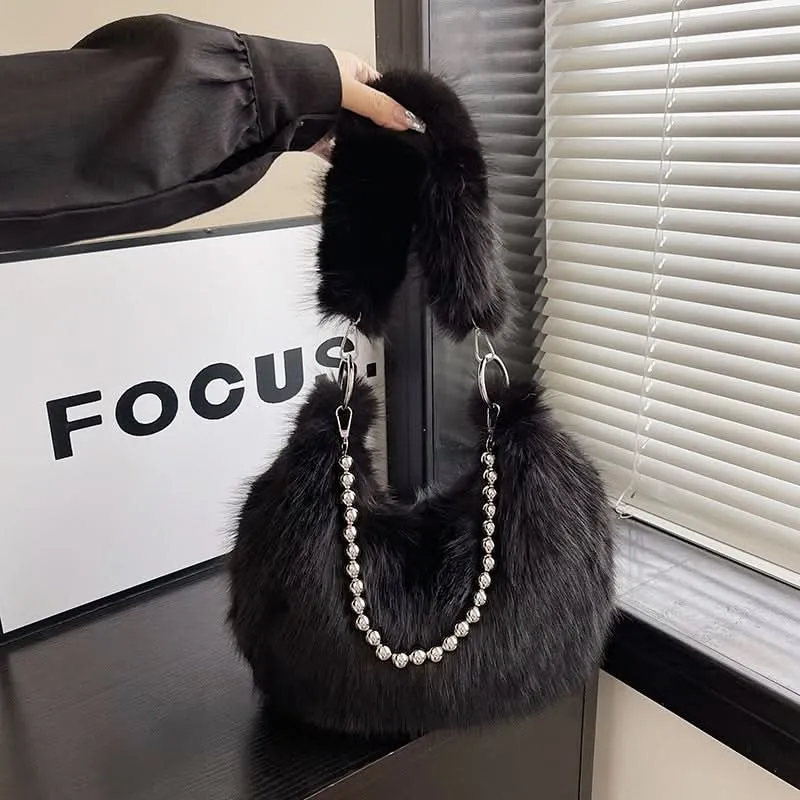 Trendy Plush Shoulder Bag Crossbody Bag for Women