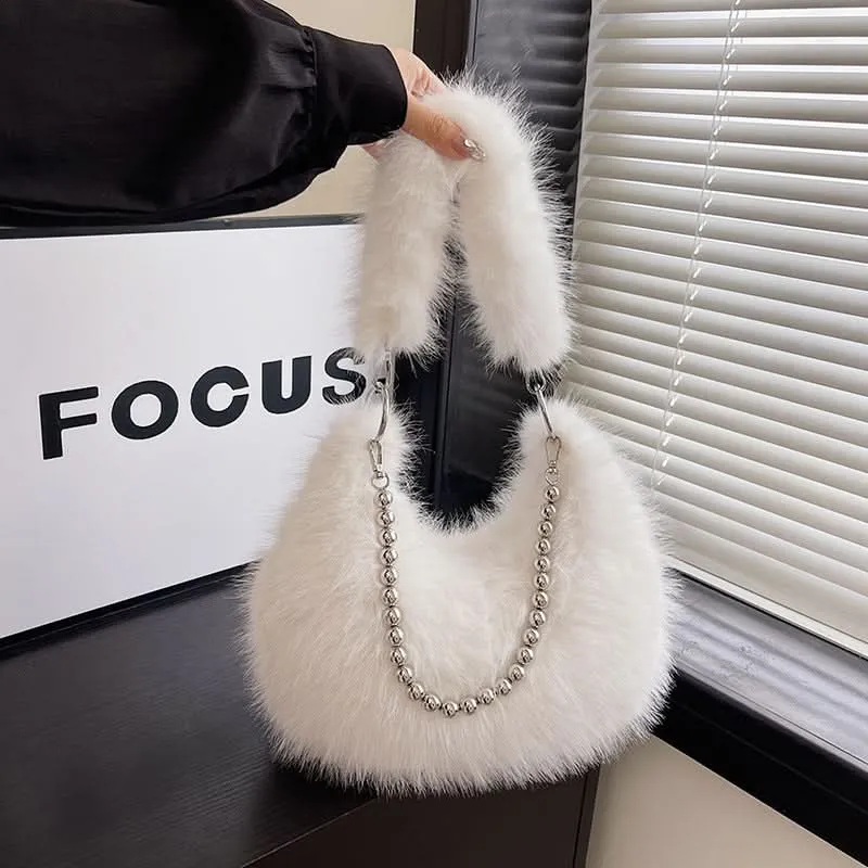 Trendy Plush Shoulder Bag Crossbody Bag for Women