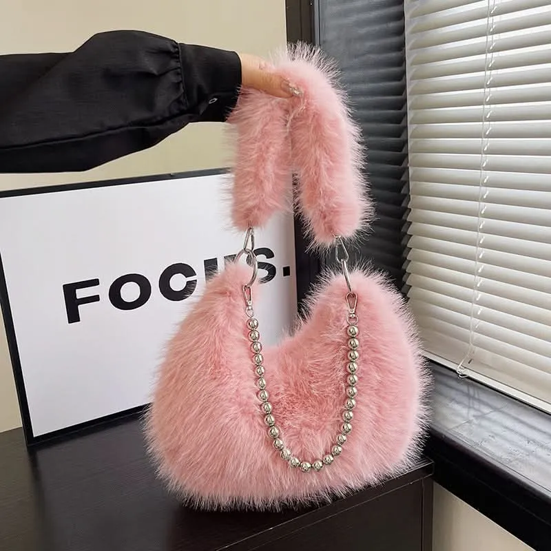 Trendy Plush Shoulder Bag Crossbody Bag for Women