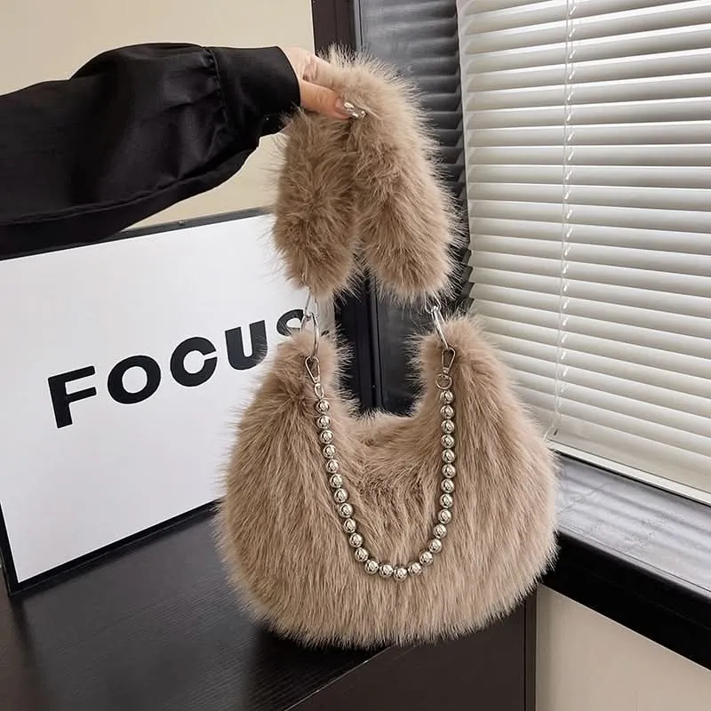 Trendy Plush Shoulder Bag Crossbody Bag for Women