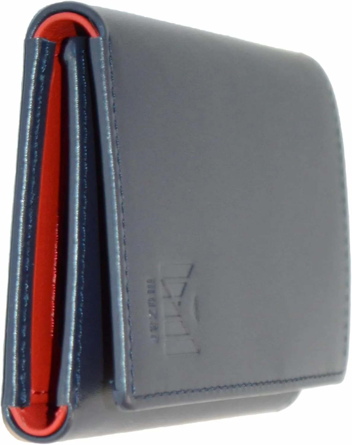 Trifold Premium Leather Wallet for Men with RFID Blocking (Navy Red)