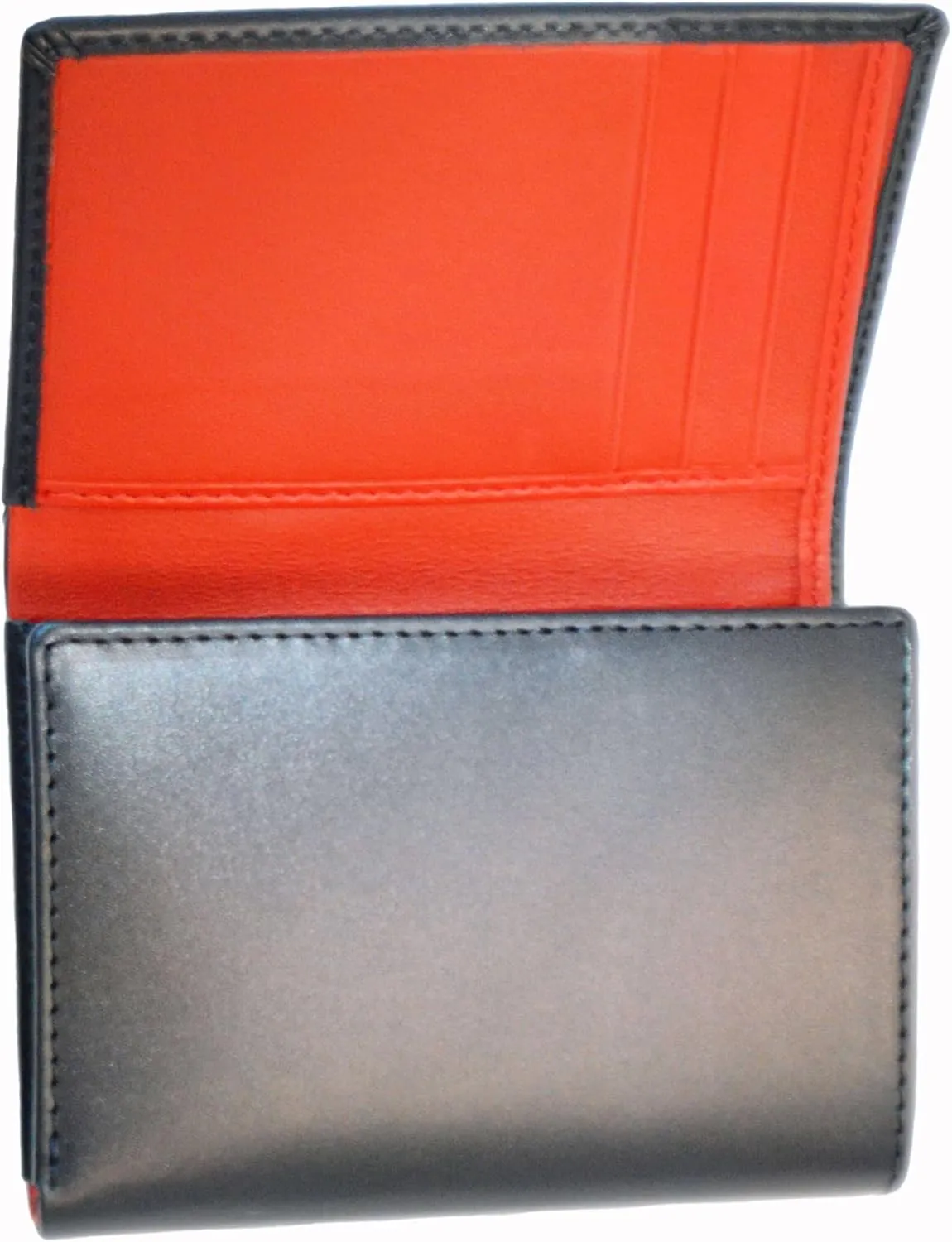 Trifold Premium Leather Wallet for Men with RFID Blocking (Navy Red)