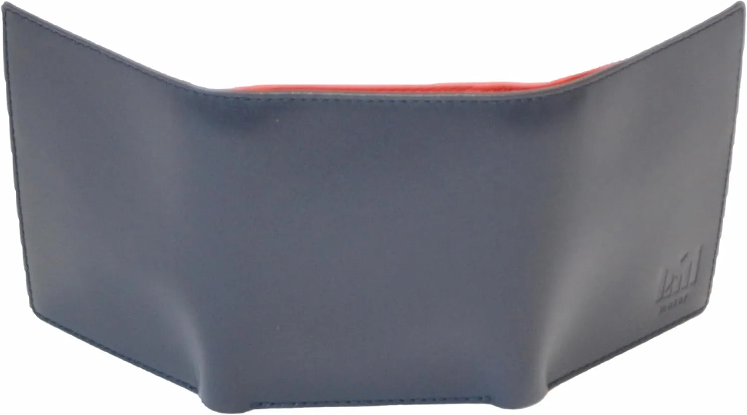 Trifold Premium Leather Wallet for Men with RFID Blocking (Navy Red)