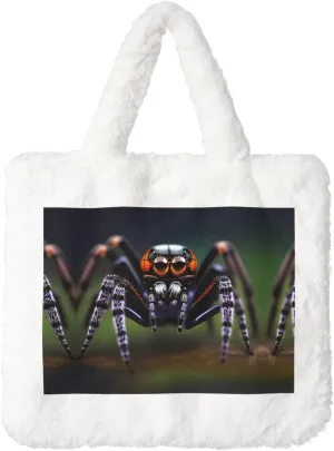 Tropical rainforest spiders Ladies Plush Handbag - Versatile Women's Tote Bag â€“ Ideal for Shopping, Cosmetic Needs, and Festive Gifting, White, One Size